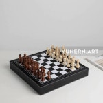 고급 체스 나무 장식 퍼즐 원목 보드 휴대용 개발 체스판 세트 게임 두뇌게임 8001-C