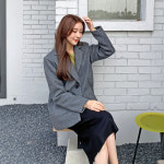 네쥬 여성 가을 겨울 모직 기본 심플 데일리 하프 싱글 자켓