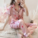 아웃사이즈 S031 5XL딸기 반팔 잠옷 세트 88 99