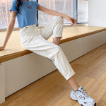 뒷밴딩 스판 데님 면 바지 여성 청바지 데님 배기팬츠