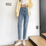 뒷밴딩 스판 데님 면 바지 여성 청바지 데님 배기팬츠