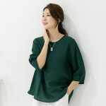 우일 여성 여름 인견 무지 7부 블라우스 티셔츠 마담 중년 아줌마 엄마옷 상의