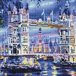 저녁 브릿지 캔버스 보석십자수 40x50
