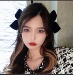 뽀다벨 한쌍 벨벳 리본타이 헤어핀