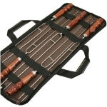 원목 바베큐 화로구이 2열 꼬치 세트 5P 캠핑꼬치 불멍 그립감 고기 새우 bbq 쉐프 숯불 구이용