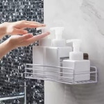 욕실 철제 일자 선반 무타공 흡착식 화장실 벽 세면대 샤워실 부착 접착식 철재 정리대