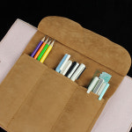 에코벨 에코벨 에코벨 빈티지 가죽 필통 봉황 브러쉬 화방 펜 케이스 파우치