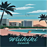 피포페인팅 DIY명화 세계명소 와이키키 size30x40cm P4-28