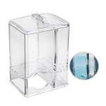 사각 투명 화장솜꽂이 2구 뚜껑 면봉 화장대 소품정리