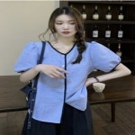 퍼프 소매 셔츠 블라우스 여성패션의류 데일리룩