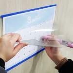 투명 전면시트 상하프레임 A4꽂이 게시판 10개 가로형청색