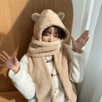 목도리 뽀글이 모자 곰 인형 겨울 목도리 덤블 양털 곰돌이