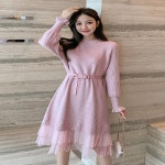 환절기 데이트룩 가을 롱 니트 클래식 결혼식 하객 원피스 여장 겨울 2021 하프
