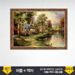 1000조각 직소퍼즐 - 강가의 마을 앤틱골드 액자세트