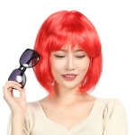 레드 단발가발 할로윈데이 코스튬 빨간머리 컬러 가발