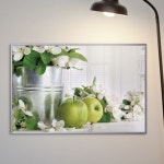 꾸밈 cq418-복을주는초록사과와꽃 중형메탈액자