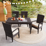 사라방드 사라방드 스마랑 인조라탄 4인 야외테이블 세트 1350 테라스테이블 카페테이블 정원테이블