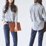 오노마 나뭇잎 자수 셔츠 leab137