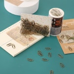 투투 50 개 가방 사무 미니 청동 색 클립 북마크 금속 사무실 액세서리 종이 패치 워크 H0480