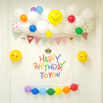 해피해피 레인보우 머핀 생일축하 패브릭 포스터