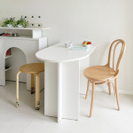 우드레이 라운드 식탁 미니 2인 카페 반타원 테이블 800