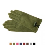 리본 포인트 모직 장갑