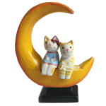 초승달위의 고양이커플set 나무장식 우드