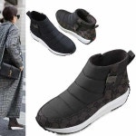 까미엣뮤즈 자가드 콤비 퍼 패딩 하이탑 스니커즈 KM21w281