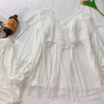 미즈큐즈 미즈큐즈 갬성모드 마리 앙뚜 긴팔 여성 레이스 프릴 잠옷 상