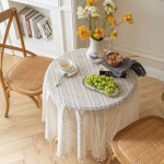 프렌치 레이스 원형 식탁보 빈티지 협탁보