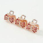 다이스 헤어 집게핀 3p 큐빅 리본 미니 헤어핀