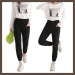 절개 주머니 포켓 여자 면바지 조거 블랙진 팬츠 봄여름가을 블랙조거바지 여성팬츠 긴바지 데일리룩