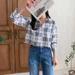 사니 타민 체크 크롭남방 S0828