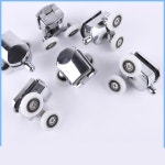 슬라이딩 샤워 도어 롤러 베어링 휠 러너 교체용 아연 합금 더블 휠 12-14mm 유리용 23 25