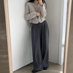 트위드재킷 기질 슬림 레트로 심플 넥 싱글 브레스트 체크 무늬 짧은 긴 소매 카디