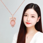 로즈부엉이 로즈골드 장미석 체인 목걸이