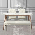 바네스데코 끌레르 마블 골드 4인용 세라믹 식탁세트 스퀘어 벤치1 + 의자2