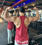 올림피아 망 Racerback 탱크 탑 민소매 셔츠 남성 운동 휘트니스 체육관 탱크 탑스 티
