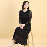 애비뉴투지 엄마옷 카멜리 레이스 소매 시스루 여성 봄 가을 발목 기장 롱 원피스 50대 60대 O04231