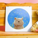 꾸밈 nt853-행잉액자 행복한냥이 사각원형