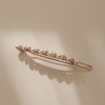 제이로렌 진주 큐빅 로즈골드 일자라인 헤어핀 H0781