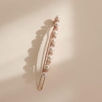 제이로렌 진주 큐빅 로즈골드 일자라인 헤어핀 H0781