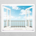 아트박스 꾸밈 gb295-테라스밖하늘바다 창문그림액자