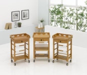 고급 참대웨건 2단 3단 서랍 102F 미용 왜건 다용도 카트 나무 WA-102B