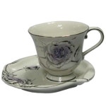 그린무역 백금 커피잔 도자기 찻잔 홈 카페 장미 커피잔 2세트