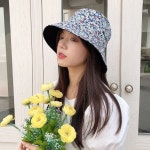 키밍 여성 플라워 양면 벙거지 모자 자외선차단 여행