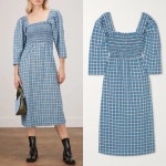 GANNI Ganni Seersucker Shirred Midi Dress 가니 시어서커 미디 드레스