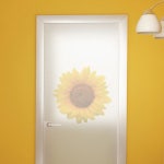 꾸밈 ir898 m-무점착유리시트 노란해바라기하나 유리문시