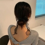 쉬폰무지롱머리끈