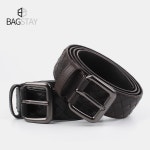 Only B S 남자 천연 송아지가죽 격자무늬 벨트 B122BT